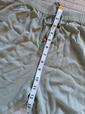 Anthropologie Salty lemon sea sage green pull on wide leg sheer beach boho pants L thumbnail 8