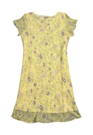 Vintage Expressions Y2K Dress Womens 22W Sheer Yellow Floral Chiffon Maxi Fairy thumbnail 1