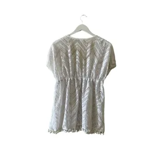 Bongo White Summer Overlay Beach V-neck Elastic Waist Kaftan Cover Up SZ XL thumbnail 6