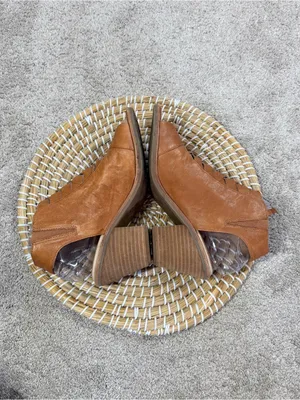 Sofft Women’s Mckenna Leather Sandals Blocked Heels Peep Toe in Cognac 8 thumbnail 10