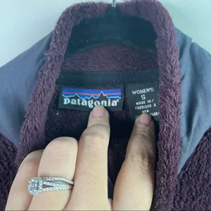 Vintage patagonia deep pile Retro X Plum purple‎ full zip jacket small women's thumbnail 3