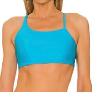 NWOT Superdown Blue Asymmetrical Strappy Back Bralette Crop Top Size Small thumbnail 1