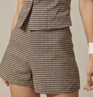 RIHOAS The Brown High Waisted Plaid Shorts 3 thumbnail 1