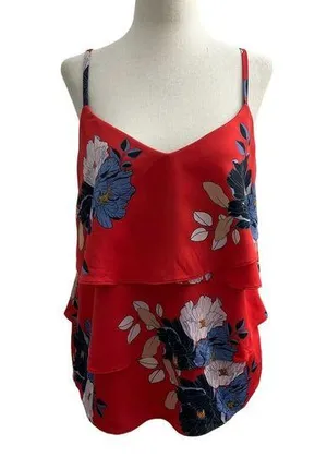Rachel Roy Red Floral Adjustable Strap Top Size M 39-16 thumbnail 1