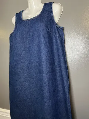 Parsley & Sage Dress Womens Large Blue Denim Beaded Hem Tank Maxi Sleeveless thumbnail 6