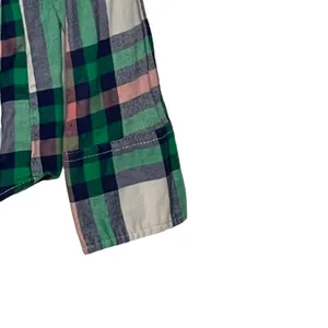 J. Crew‎ Flannel Shirt Size XS Boy Fit Green Pink White Plaid 100% Cotton Womens thumbnail 3
