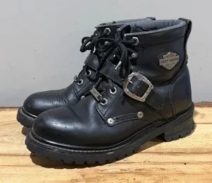 Harley Davidson women’s black bike boots Size 7 B83‎ thumbnail 1