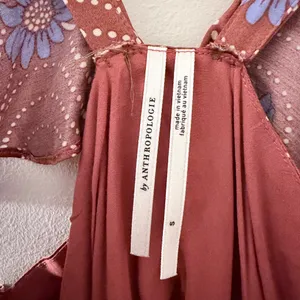Anthropologie Ruffle Sleeve Printed Wrap Maxi Dress brown cornflower S thumbnail 6