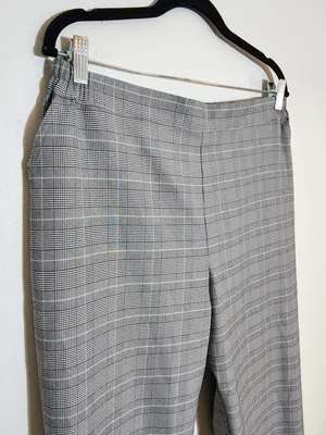 Nordstrom Rack Black and White Plaid Pull-On Ankle Pants Size Large thumbnail 3