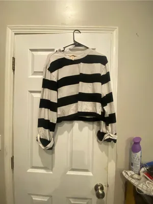 H&M Striped Black & White Long Sleeve Top thumbnail 8
