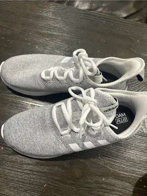 adidas White and Light Gray Knit Runner Sneakers thumbnail 2