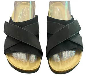 Michael by Michael Shannon Cork Footbed Sandals Black Strappy Slide Size 8 thumbnail 1