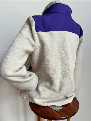 NFL Cream Sherpa Jacket with Purple Trim and Vikings Logo thumbnail 5