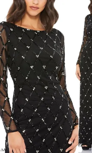 NWT Mac Duggal #9109 Sequin Embellished Long Sleeve Gown Dress Black Size 0 NEW thumbnail 1