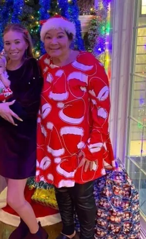 Boutique Meaneor Santa Hats Holiday Long Sleeve Christmas Dress in Red/White - Large NWT thumbnail 11