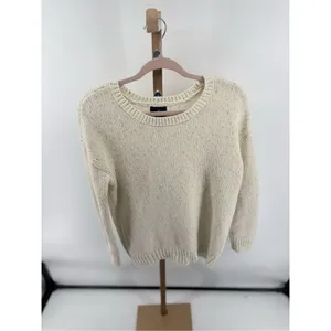 American Eagle Vintage Boyfriend Crewneck Sweater Size M Cream Metallic thumbnail 7