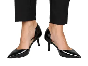 Nine West Black Patent Pumps Womens 8M D'Orsay Pointed Toe Stiletto Mid Heel thumbnail 1
