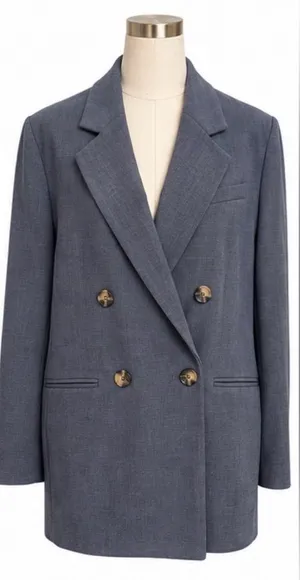 Maeve Anthropologie Double Breasted Oversized Blazer Size 0 Blue Gray thumbnail 1