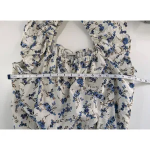A New Day Blue Porcelain‎ Floral Off The Shoulder Blouse Short Sleeve Medium thumbnail 7