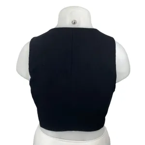 Aritzia Wilfred Dauphine Women's Black Deep V Neck Sleeveless Crop Tank Top Sz L thumbnail 4