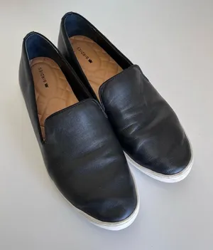 Birdies‎ The Swift Black Leather Slip On Sneakers thumbnail 1