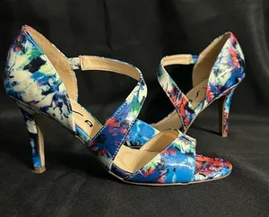 Unisa Women’s Blue Floral Open-Toe Women's Dress 3.5” Heels SZ 7 thumbnail 1