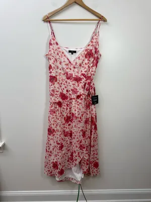 Lulus Floral Print Metallic Ruffled Wrap Maxi Dress size L thumbnail 4