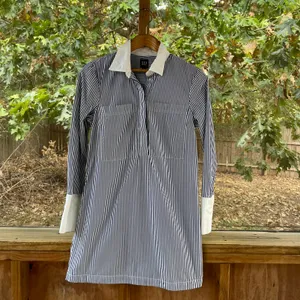 Gap Women's Organic Cotton Mini Shirt Dress Blue Stripe Size S thumbnail 2
