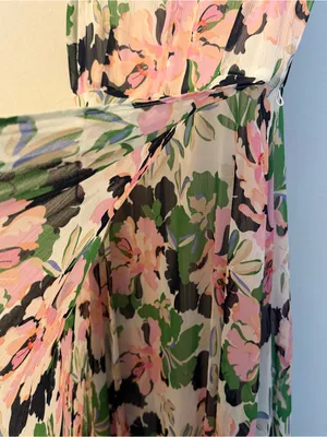 Tommy Hilfiger Floral High-Low Chiffon Maxi Dress - Pink & Green size 8 thumbnail 5