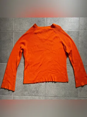 vintage embroidered U.S. Polo Assn. Bright Orange V-Neck Ribbed Knit Sweater thumbnail 2