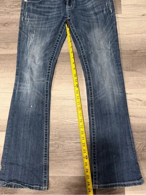 Miss Me Womens Low Rise Signature Boot Cut Rhinestone Glam Denim Size 27 thumbnail 5