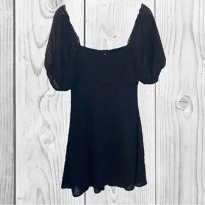 Missguided Black Sheer Puff Sleeve grunge‎ whimsical little black dress size 8 thumbnail 6