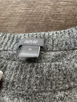 Aerie Light Gray Crewneck Sweater thumbnail 2