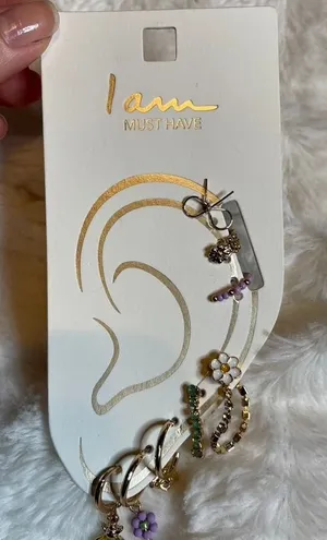 I AM MUST HAVE Set of 5 Assorted Charm‎ Hoop Earrings Floral Flower Butterfly thumbnail 1
