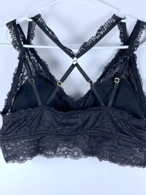 Aerie Bralette XL Black Lace Strappy Racerback Wireless Pullover Bra thumbnail 5