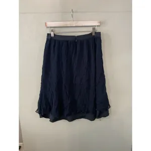 J.Crew Womens Skirt Navy Blue Textured Silk Blend A-Line Size 12 thumbnail 4