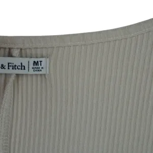 Abercrombie & Fitch‎ Ribbed Fitted Cream 90s Tshirt Dress Size MT thumbnail 3