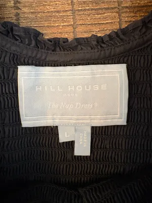 Hill House Home The Nap Dress Womens Large Black Excellent Athena Puff Sleeve thumbnail 6