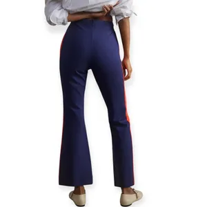 NWT Maeve Anthropologie The Margot Navy Red Side‎ Stripe Flare Pants Sz Small thumbnail 3