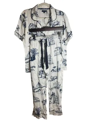 Katie Kime Charleston Toile Print Pajama Set S NWOT thumbnail 3