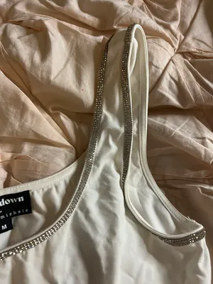 MD Drama Michele White Stretch Jewel Crop Top thumbnail 3