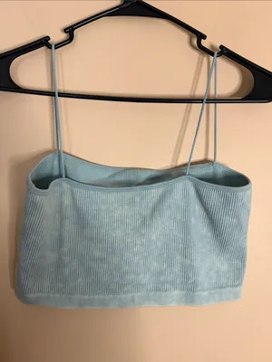 Aeropostale Baby Blue Ribbed Cropped Cami with Spaghetti Straps thumbnail 3