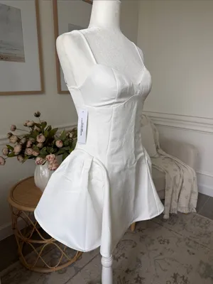 Princess Polly Alympia White Drop Waist Satin Bachelorette Mini Dress NWT thumbnail 7