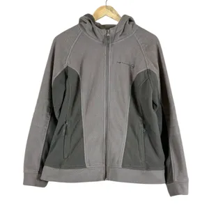Free Country Fleece Jacket Womens XL Gray Full Zip Hooded Outdoor Hiking Warm thumbnail 1