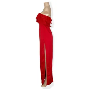 LOVERS + FRIENDS Sylvia Strapless Satin Gown, Flame Scarlet, Medium thumbnail 6