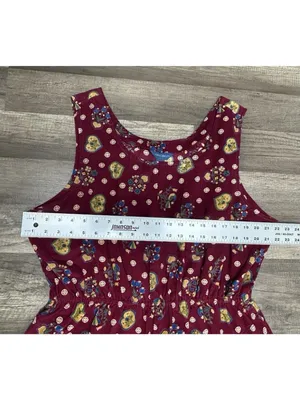 Vintage April Cornell Corduroy Midi Dress XL Burgundy Heart Print Cottagecore thumbnail 13