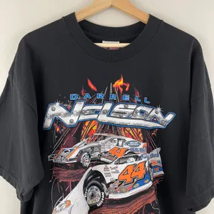 Darrell Nelson Vintage Black Orange Double Trouble No. 44 Racing Graphic Tee thumbnail 2