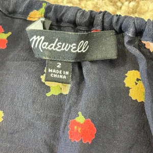 Madewell‎ Silk Floral Ruffle Peplum Cami Tank Top Womens Sz 2 Black Whimsigoth thumbnail 5