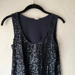 J. Crew Women's Size Small Navy Blue Sequin Sparkle Party‎ Tank Top thumbnail 2