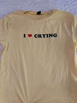 I heart crying cropped t shirt Yellow Size XS thumbnail 2